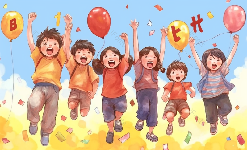 幸福开心跳跃的孩子们儿童节插画,插画/手绘图,插画/手绘图库,插画/手绘图下载,插画/手绘